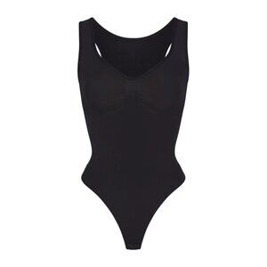 SKIMS "Scoop Neck Thong Bodysuit", new, black and size M
